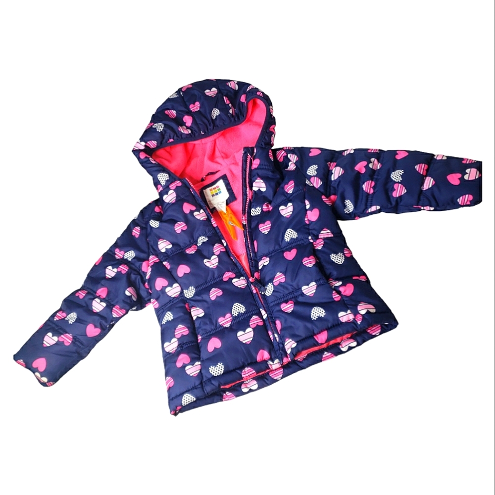 Healthtex Hearts Valentines Candy Hearts Hippie Puffer Lined Jacket Coat 3T